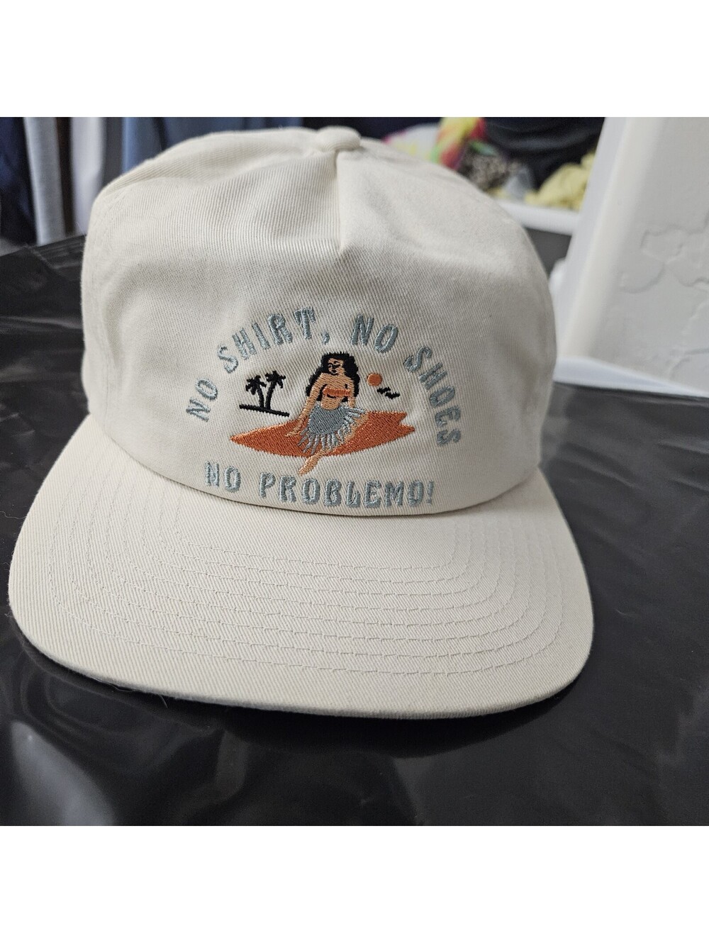 KATIN Surf Hat No Shirt No Shoes No Problemo Hula Girl 100% Cotton Snapback OS